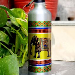 KOLOROBIA Silver Toned & Yellow PrintedElephant Majesty Sipper-image-82