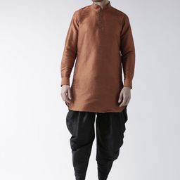 DEYANN Men Orange & Black Solid Kurta with Patiala-picture-9
