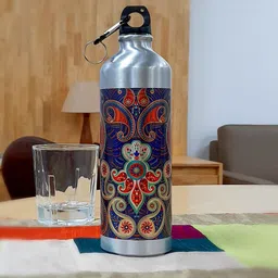 KOLOROBIA Silver Toned & Blue Printed Majestic Paisley Sipper-27