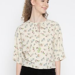 Noi Women Cream-Coloured Printed Top-image-60