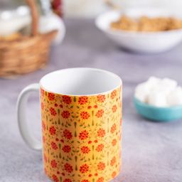 KOLOROBIA Yellow & Orange Printed Ceramic Babur Inspired Classic Mug-17