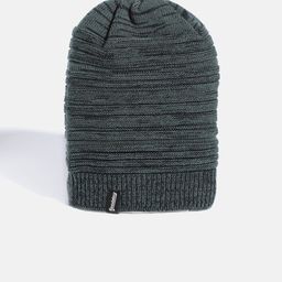 The Roadster Lifestyle Co Unisex Green & Navy Blue Self-Striped Beanie-25