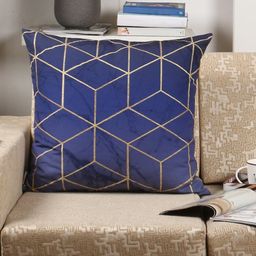 Sivya Blue & Gold-Toned Set of Single Geometric Square Cushion Covers-57