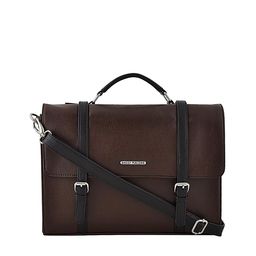 Bagsy Malone Brown & Black Textured PU 15 inch Laptop Bag-image-24