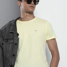 Tommy Hilfiger Men Solid Raw Edge Slim Fit T-shirt-image-53