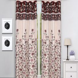 ROMEE Cream & Maroon Set of 2 Door Curtains-image-35