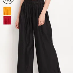 TAG 7 Women Set of 3 Wide Leg Palazzos-image-93
