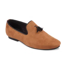FAUSTO Men Tan Brown Solid Velvet Loafers-image-46