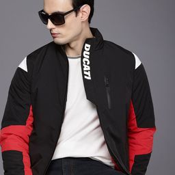 Ducati Mock Collar Brand Logo Printed Padded Jacket-image-77