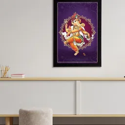 eCraftIndia Purple & Orange Lord Ganesha Satin Matt Textured UV Wall Art-image-52