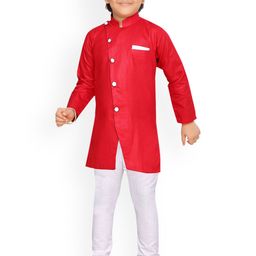 Aj DEZInES Boys Red & White Solid Kurta with Pyjamas-9