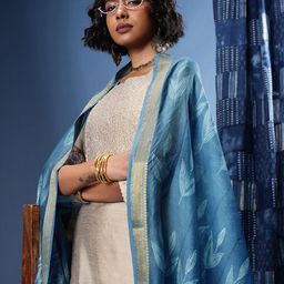 Taavi Floral Printed Chanderi Dupatta with Zari-13