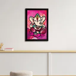 eCraftIndia Pink & Purple Lord Ganesha Satin Matt Textured UV Wall Art-image-120