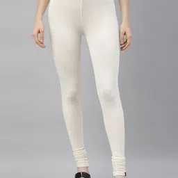 TWIN BIRDS Women Off-White Solid Churidar-Length Leggings-picture-26