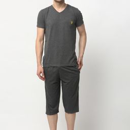 VIMAL JONNEY Men Grey Solid Night suit-image-36