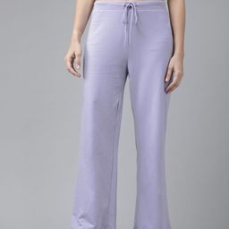 Roadster Women Lavender Solid Wide Leg Fit Track Pants-image-25