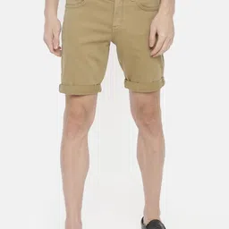 Celio Men Khaki Solid Regular Fit Regular Cotton Shorts-image-44