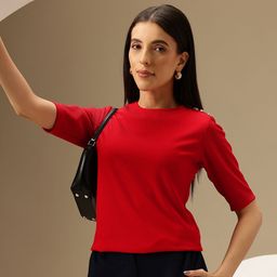 Chemistry Jewel Button Embellished Ribbed Crop Top-picture-38