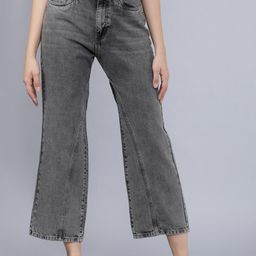 Tokyo Talkies Women Grey Flared Mid-Rise Clean Look Stretchable Jeans-image-63