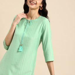 Anouk Green Striped Kurta-26