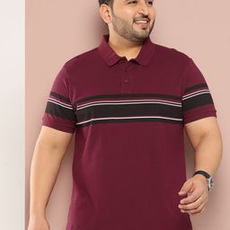 Sztori Men Plus Size Striped Polo Collar Pure Cotton T-shirt-image-28