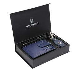WildHorn Men Blue & Black RFID Protected Genuine High Quality Leather Accessory Gift Set-image-56