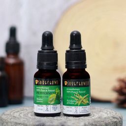 Soulflower Set of 2 Aromatherapy Pure Essential Oils - Peppermint & Eucalyptus - 15ml Each-46