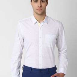 Peter England Men White & Grey Slim Fit Printed Formal Shirt-image-33
