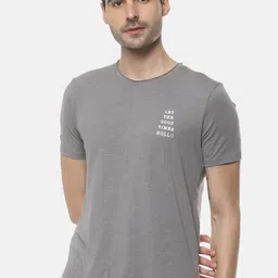 Campus Sutra Men Grey Printed Polo Collar T-shirt-image-29