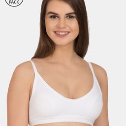 Tweens Pack of 3 White Solid Non-Wired Non Padded Sports Bras TW-9272-WH-3PC-30B-25