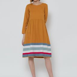 DODO & MOA Women Yellow Solid Fit and Flare Dress-48