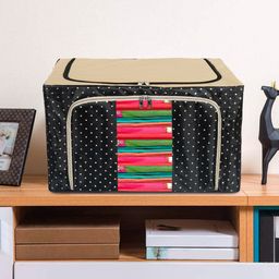 Kuber Industries Black & White Polka Dot Printed Wardrobe Organizers-53