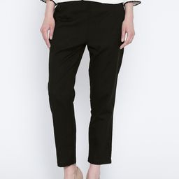 Rangriti Women Black Cropped Cigarette Trousers-picture-24