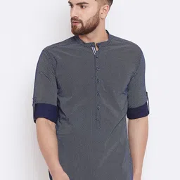 even Men Navy Blue Printed Straight Kurta-51
