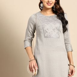 Anouk Women Ethnic Motifs Embroidered Mirror Work Kurta-image-30