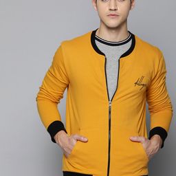 DILLINGER Men Mustard Yellow Solid Bomber Jacket-image-1