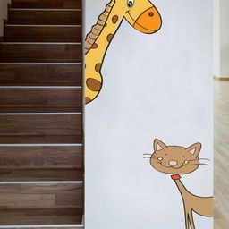 rawpockets Set Of 2 Yellow & Brown Animals For Living Room Decorative PVC Vinyl Wall Stickers-34
