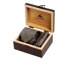 Alvaro Castagnino Men Beige & Black Woven-Design Accessory Gift Set-image-72