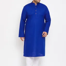 VASTRAMAY Men Blue & White Kurta with Churidar-image-44