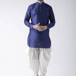 DEYANN Men Blue & Off-White Solid Kurta with Patiala-image-65