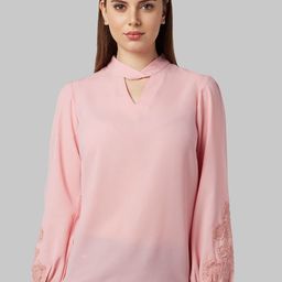 Park Avenue Woman Pink Solid A-Line Top-image-49