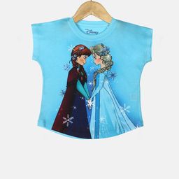 YK Disney Girls Blue Frozen Elsa & Anna Print T-shirt-image-89
