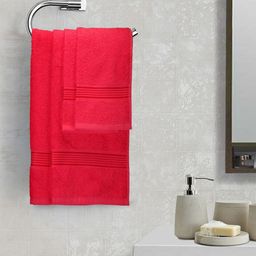BIANCA Set Of 6 Red Solid 380 GSM Cotton Towel Set-18