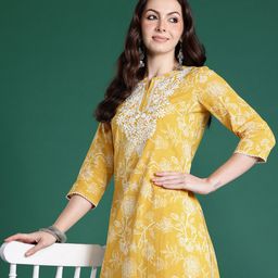 Indo Era Women Floral Embroidered Thread Work Kurta-31