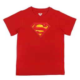 Superman Boys Red Superman Printed Round Neck  Pure Cotton T-shirt-image-85