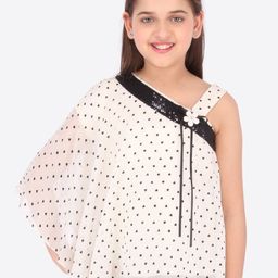 CUTECUMBER Cream-Coloured Printed Flared Sleeves Chiffon Top-picture-24