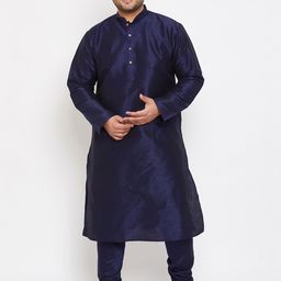 VASTRAMAY Men Navy Blue Kurta with Churidar-picture-42