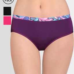Red Rose Women Pack of 3 Assorted Hipster Briefs Solids-image-73