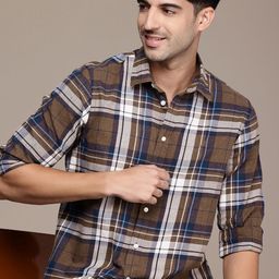 Nautica Pure Cotton Checked Slim Fit Twill Casual Shirt-image-49