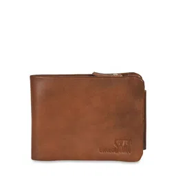 Second SKIN Men Tan Brown Solid Two Fold Leather Wallet-image-11